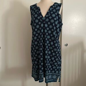 Lands End Blue Floral Dress Midi